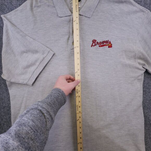 Puma Polo Shirt Braves Baseball Logo Men 2XL Light Gray Short Sleeve 100% Cotton - Picture 3 of 10